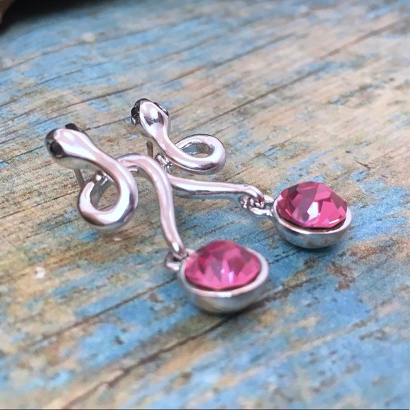 Pink Crystal Snake Earrings   e5 - Picture 1 of 4